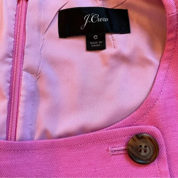 SOLD J CREW Linen Blend Double Breasted Belted Pink Dress Pockets Size 6 - Picture 10 of 11
